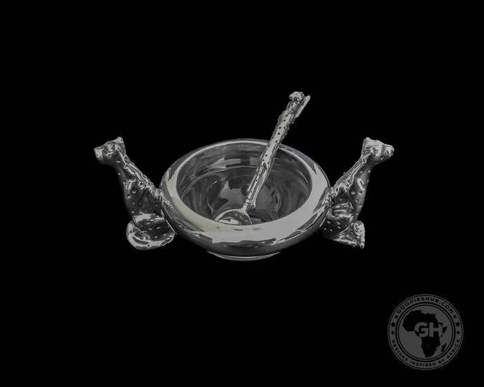 Dish 60mm Double & salt spoon Set  - Cheetah Africa Collection - Diana Carmichael