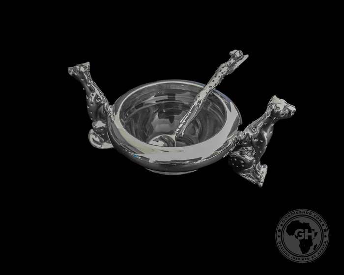 Dish 60mm Double & salt spoon Set  - Cheetah Africa Collection - Diana Carmichael