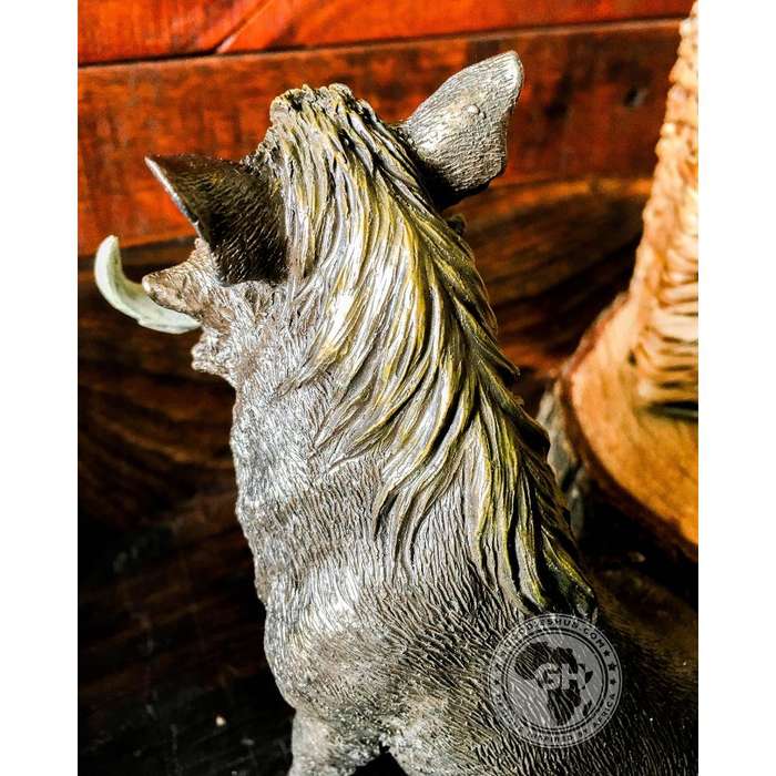 Warthog Sitting Bronzed Sculpture