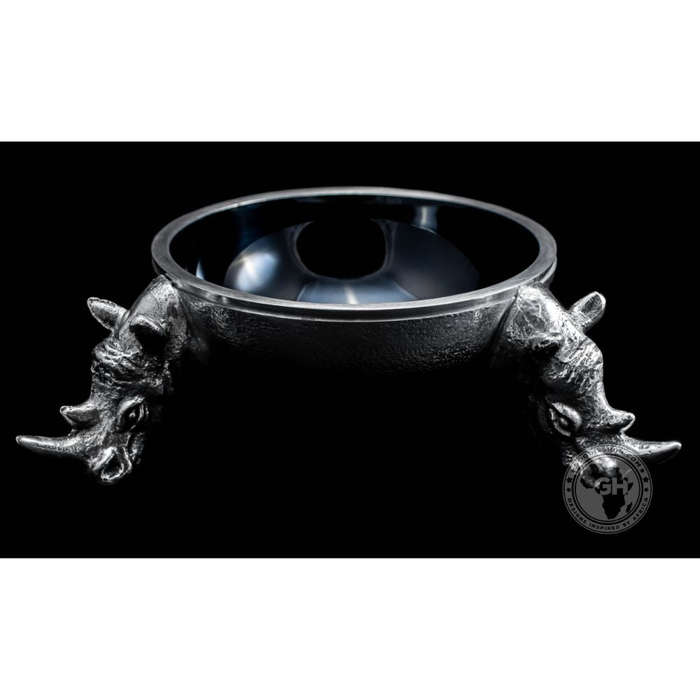 3 Rhino Round Snack Bowl BLACK - Lamu Aluminium Baked Enamel Tableware