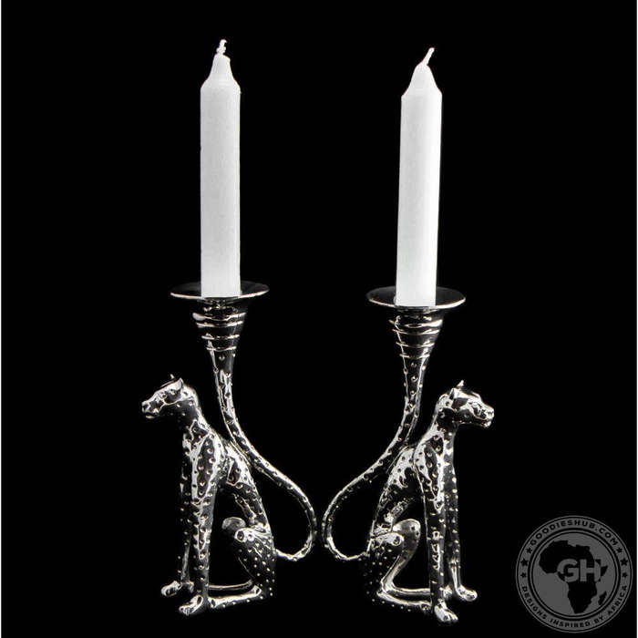 Candlestick Medium (Pair) - Cheetah Africa Collection - Diana Carmichael