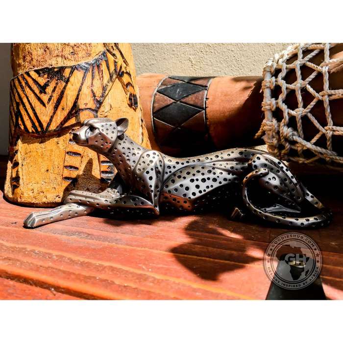 Cheetah Lying Bronzed Sculpture - Zera