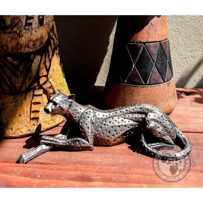 Cheetah Lying Bronzed Sculpture - Zera