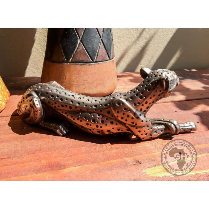 Cheetah Lying Bronzed Sculpture - Zera