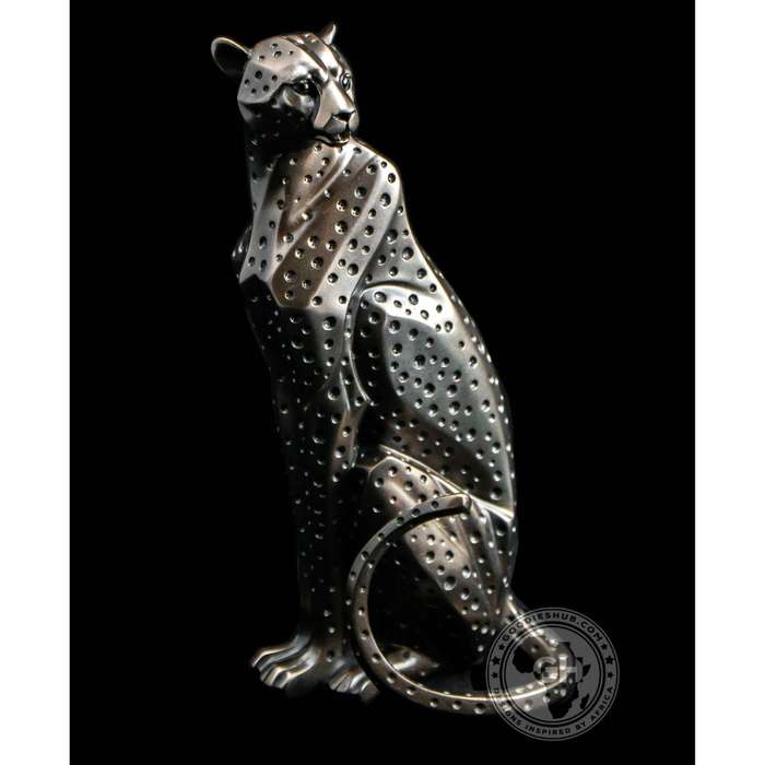Cheetah Sitting Bronzed Sculpture - Zimbini