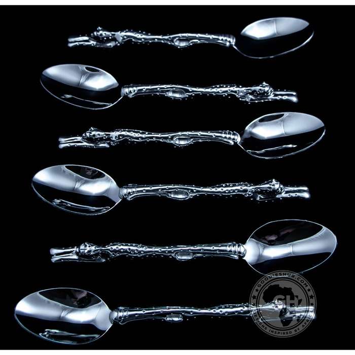 Dessert Spoon Set of 6 - Cheetah Africa Collection - Diana Carmichael