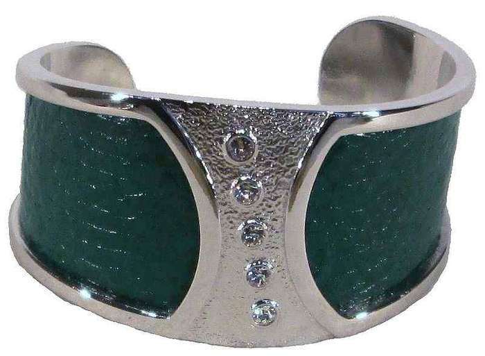 Ostrich Leather Slip on Cuffs - Brilliant Green
