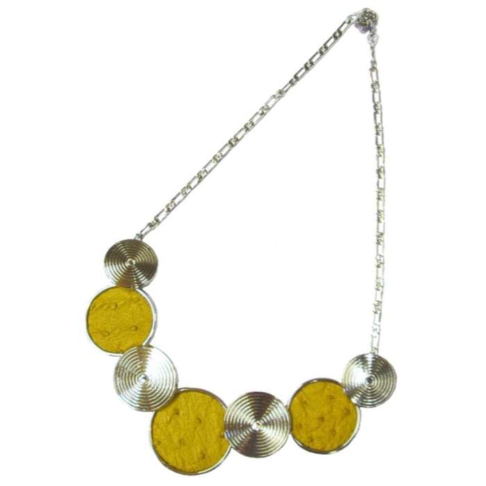 Ostrich Leather Round Necklace - Sun