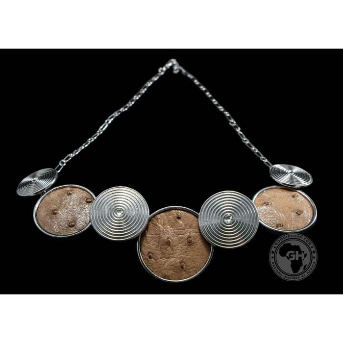 Ostrich Leather Round Necklace - Oryx