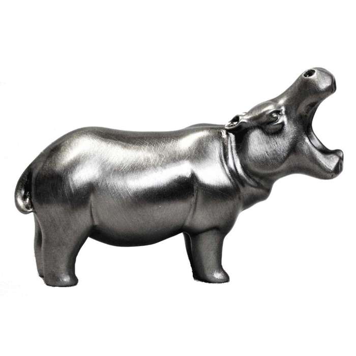 Hippo Mouth Open Pewter Sculpture