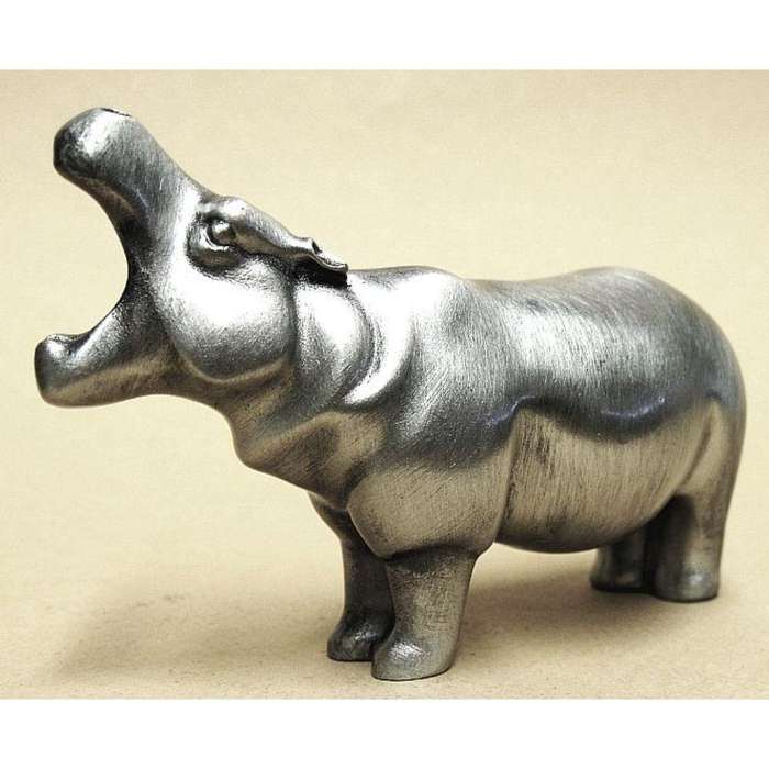 Hippo Mouth Open Pewter Sculpture