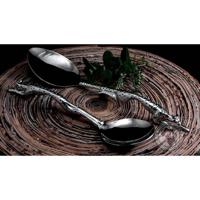 Serving Spoon Medium & Serving Spoon Large Set - Cheetah Africa Collection - Diana Carmichael