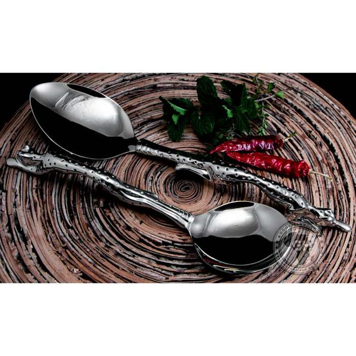 Serving Spoon Medium & Serving Spoon Large Set - Cheetah Africa Collection - Diana Carmichael