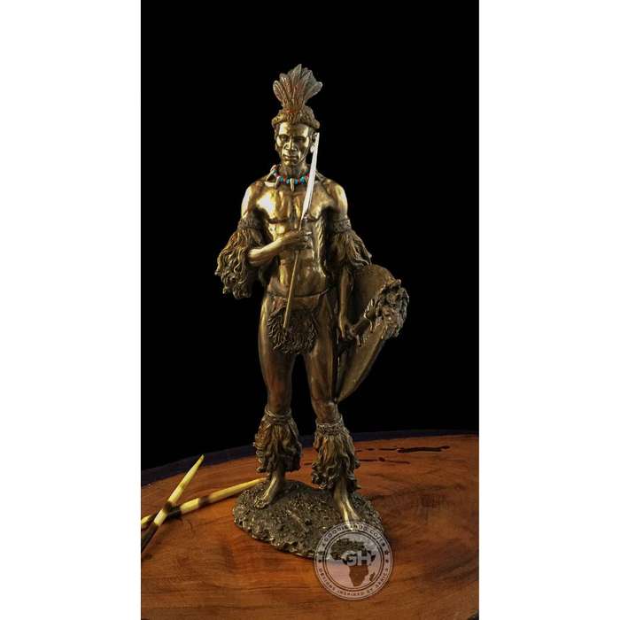 Shaka Zulu African Figurine Bronze Sculpture