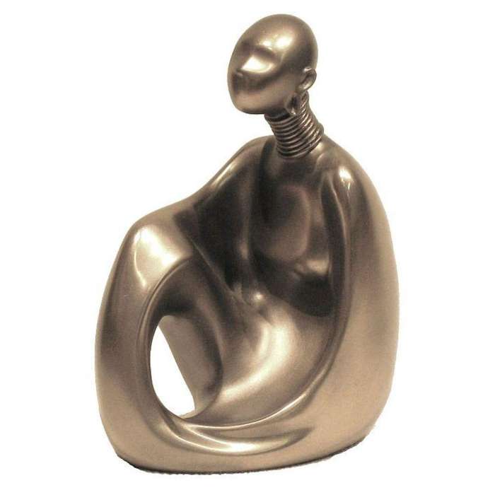 Single Sitting African Abstract Figurine Bronze Sculpture