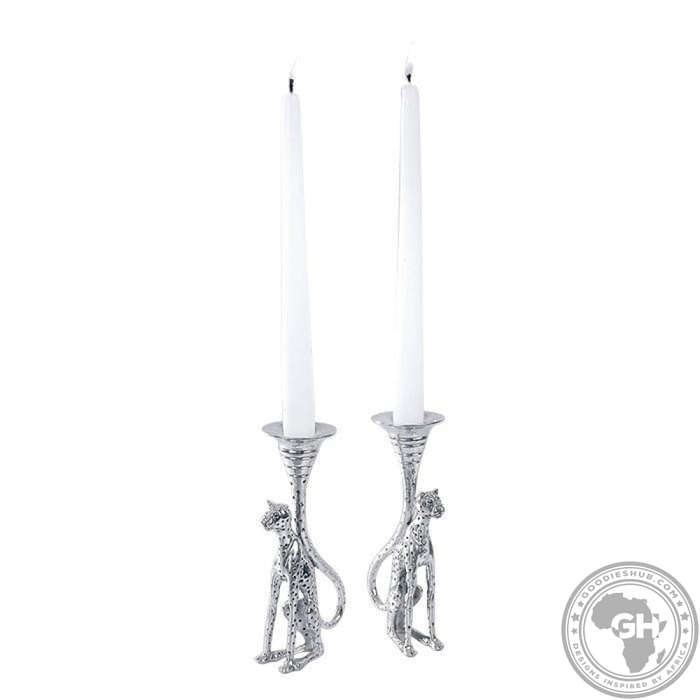 Candlestick Medium (Pair) - Cheetah Africa Collection - Diana Carmichael