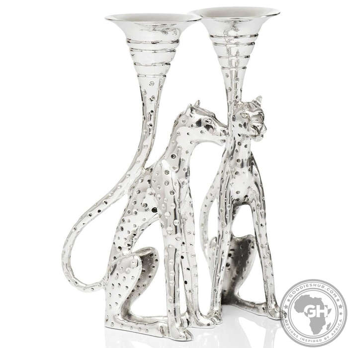 Candlestick Medium (Pair) - Cheetah Africa Collection - Diana Carmichael