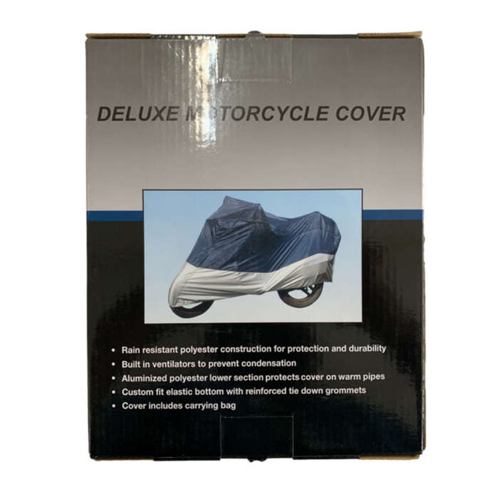 Universal Deluxe Silver/Blue Motorcycle Dust Cover