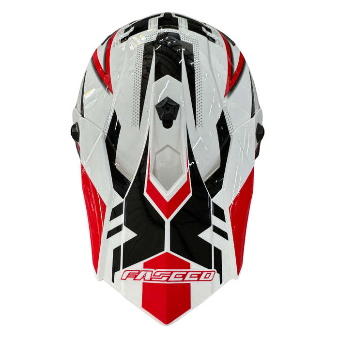Faseed 608 Kids White/Black/Red Helmet