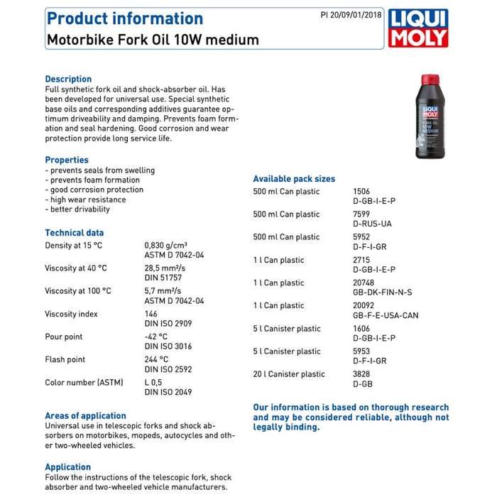 Liqui Moly Motorbike 10W Fork Oil