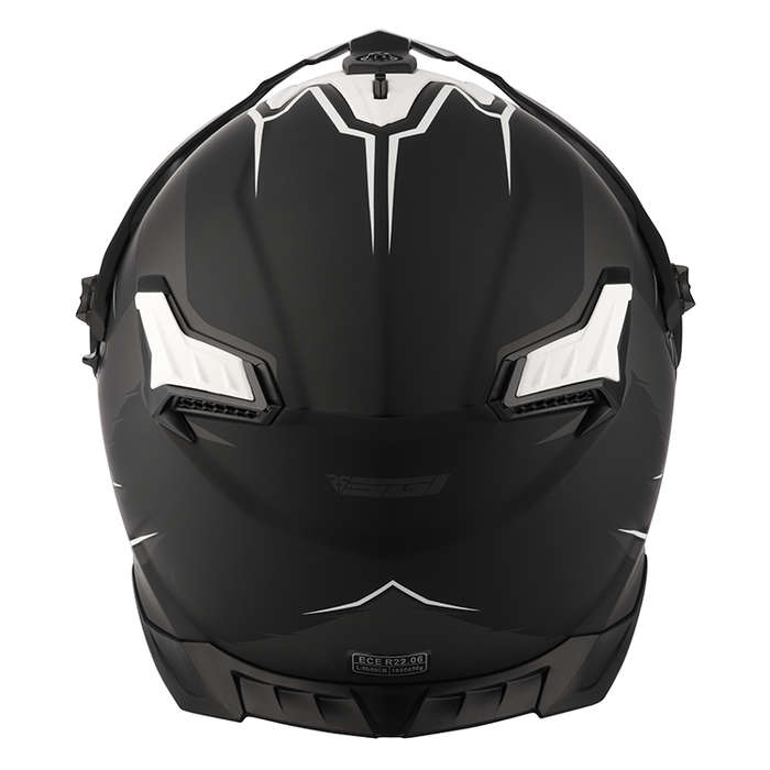 SGI Realm Ascent Gun-Metal/White Fibreglass Motorcycle Helmet