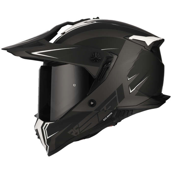 SGI Realm Ascent Gun-Metal/White Fibreglass Motorcycle Helmet