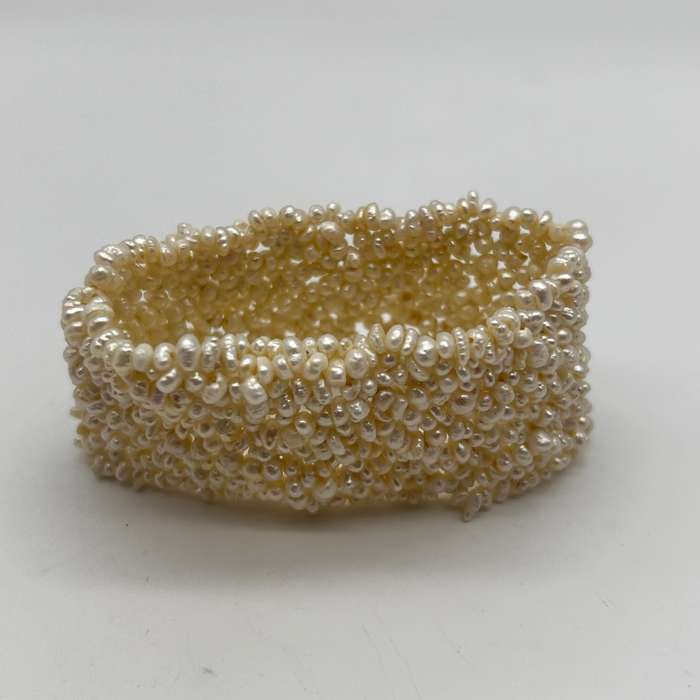 Crystal Pearl Chip Cuffed Bracelet