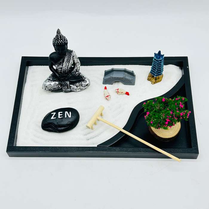 Buddha Zen Garden With Pink Tree