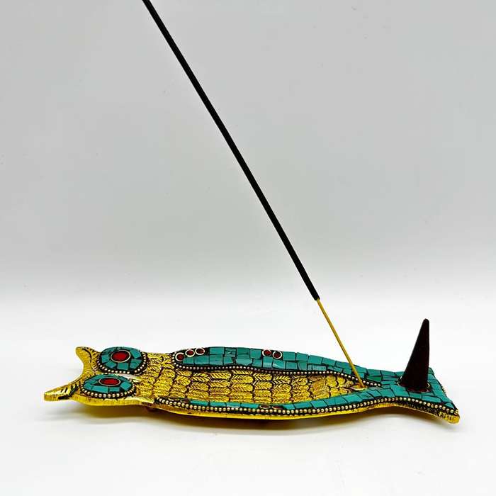 Full Length Green Mosaic Owl Incense Stick Holder