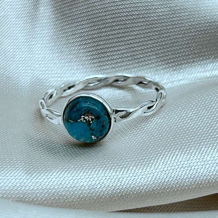 Turquoise Twist Sterling Silver Crystal Ring