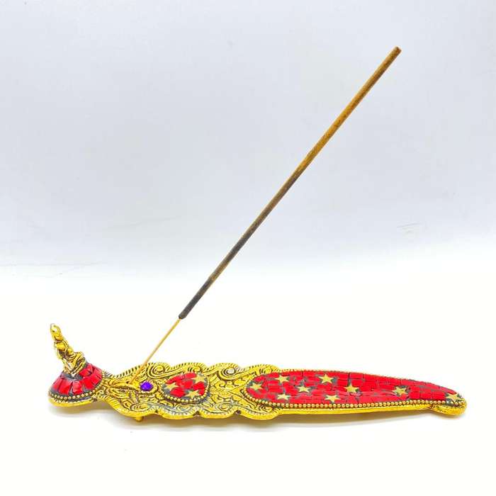 Red Mosaic Buddha Incense Holder