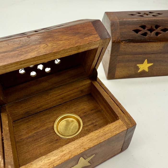 Small Wooden Incense Cone Burner Box