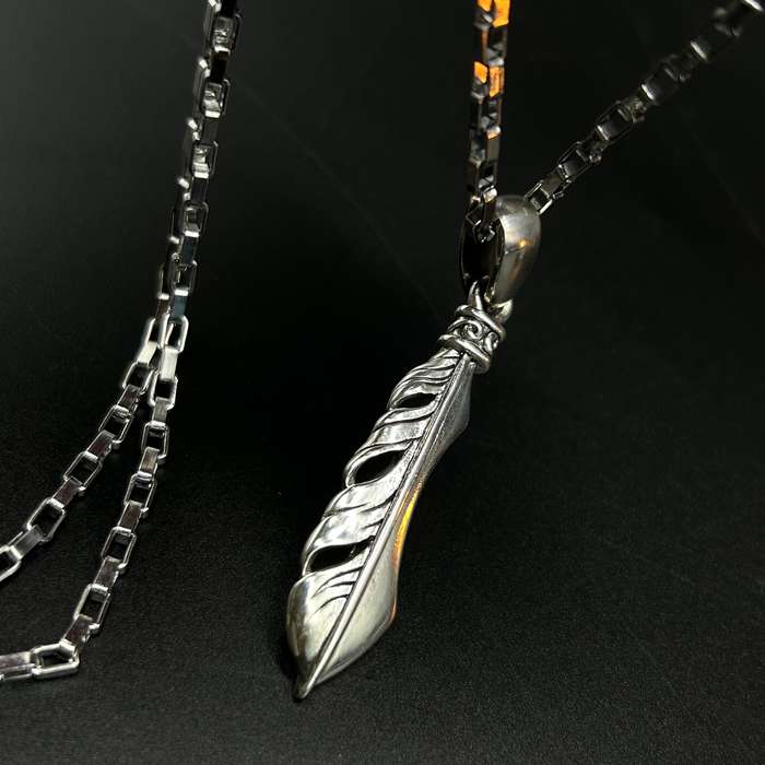 Mens Sionyx Feather And Knife Sterling Silver Pendant - For Synchronicity And Balance