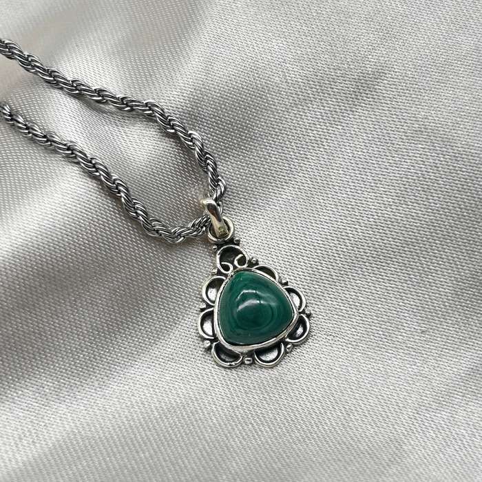 Sterling Silver Malachite Crystal Pendant
