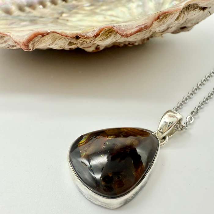 Fire Agate Sterling Silver Pendant