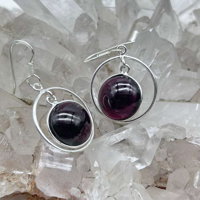 Garnet Sterling Silver Crystal Earrings