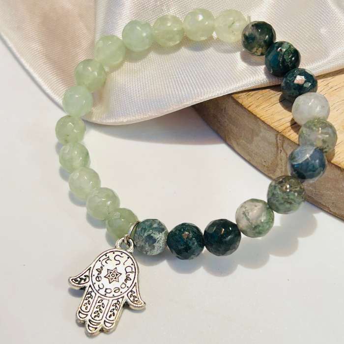 Jade & Moss Agate Prosperity Crystal Bracelet