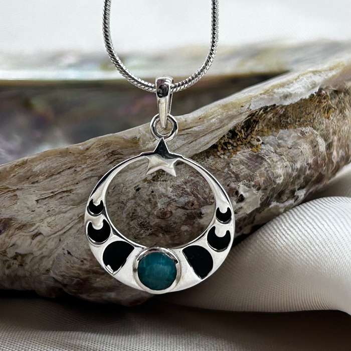 Love You To The Moon & Back Emerald Sterling Silver Pendant