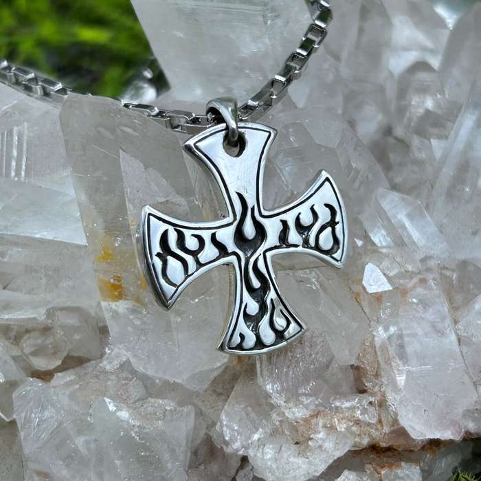 Mens Iron Cross Sterling Silver Pendant