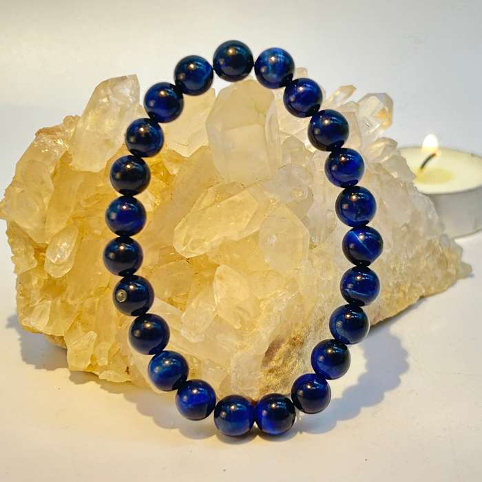 Blue Cats Eye Genuine Crystal Bracelet - 8mm