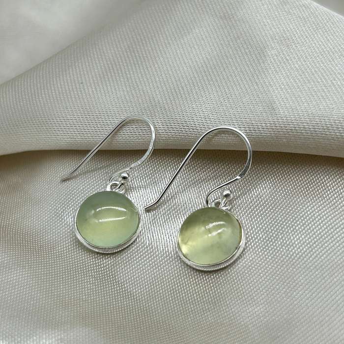 Prehinite Crystal Sterling Silver Cabochon Earrings