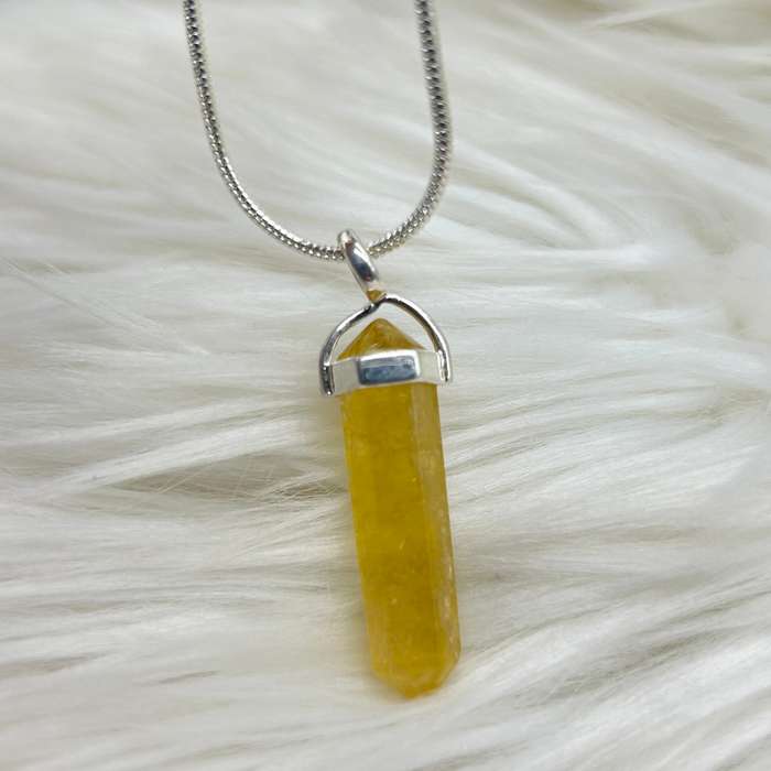 Yellow Fluorite Crystal Double Terminated Pendant