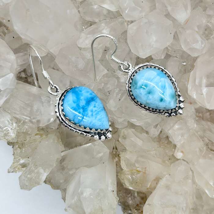 Larimar Crystal Sterling Silver Earrings