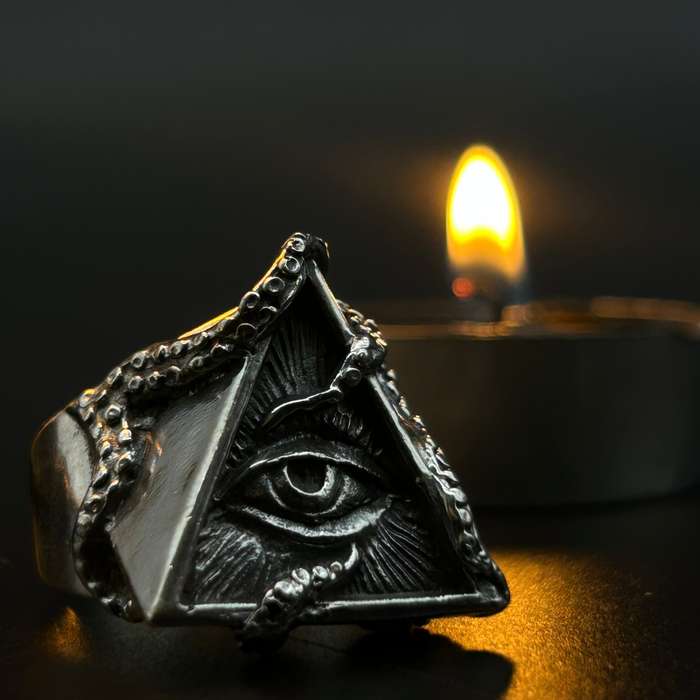 Mens All Seeing Eye Sterling Silver Ring