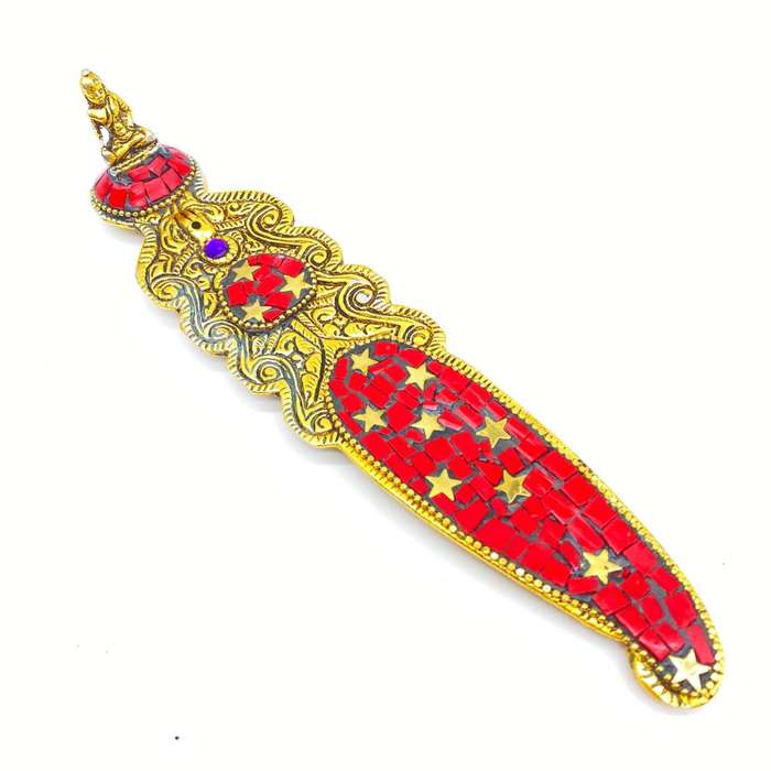 Red Mosaic Buddha Incense Holder