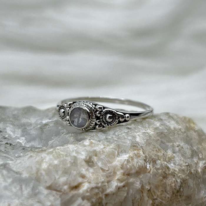 Sterling Silver Moonstone Faceted Crystal Ring