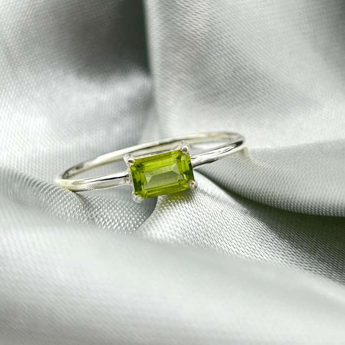 Peridot Crystal Sterling Silver Ring