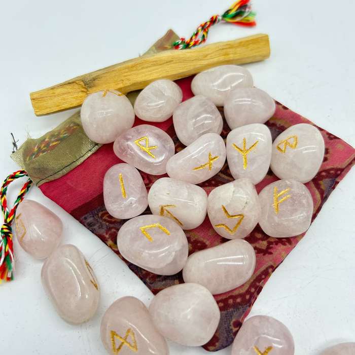 Rose Quartz Rune Divination Kit