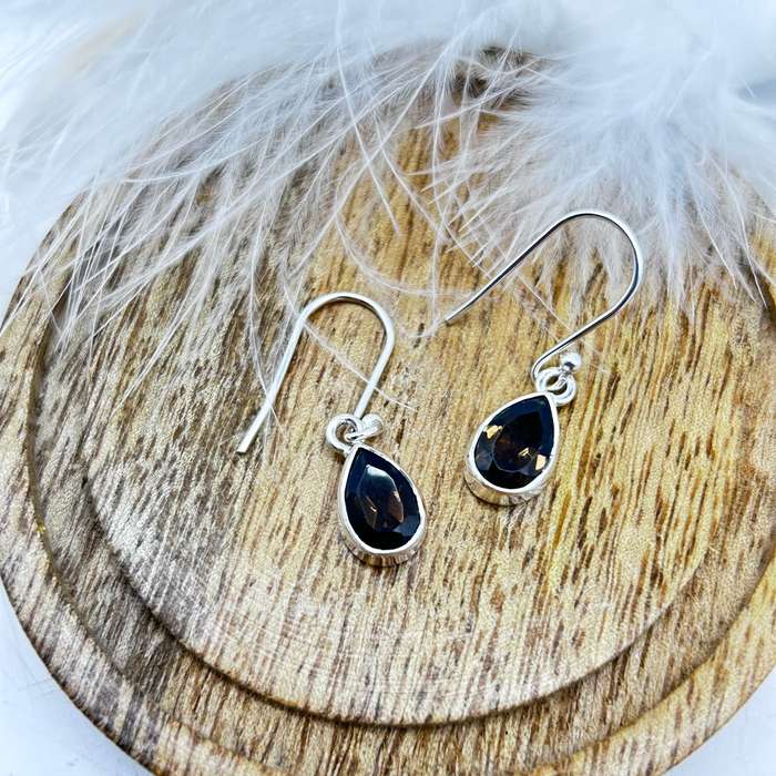 Smoky Quartz Sterling Silver Crystal Earrings