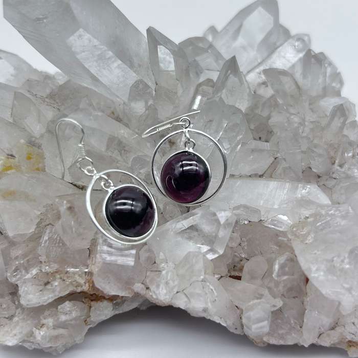 Garnet Sterling Silver Crystal Earrings